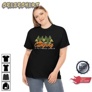 Camping is my Happy Place Camp Lover Vintage Camping Heart T-Shirt