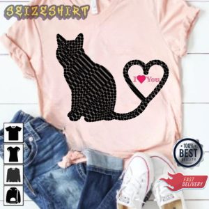 Cat Love Heart Valentine’s Cat Lover Happy Women Valentines Day T-Shirt