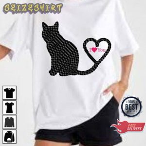 Cat Love Heart Valentine's Cat Lover Happy Women Valentines Day T-Shirt