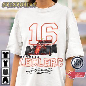 Charles Leclerc 16 Signature Racing Fan Gift Unisex T-Shirt Design
