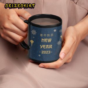 Chinese New Year Black Glossy 2023 Rabbit Mug