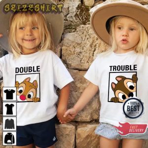 Chip and Dale Double Trouble Funny Disney Couple T-Shirt