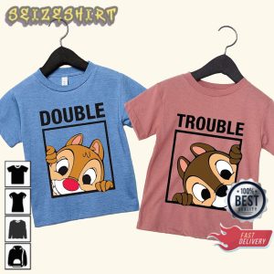 Chip and Dale Double Trouble Funny Disney Couple T-Shirt