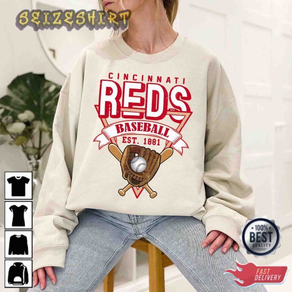 Cincinnati Baseball Crewneck Sweatshirt Vintage Cincinnati T-Shirt