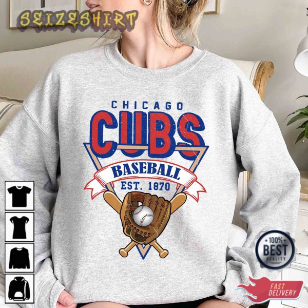 Cubs Chicago Baseball Crewneck Sweatshirt Vintage Chicago Baseball T-Shirt