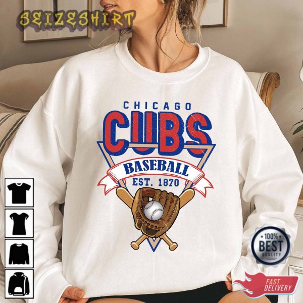 Cubs Chicago Baseball Crewneck Sweatshirt Vintage Chicago Baseball T-Shirt