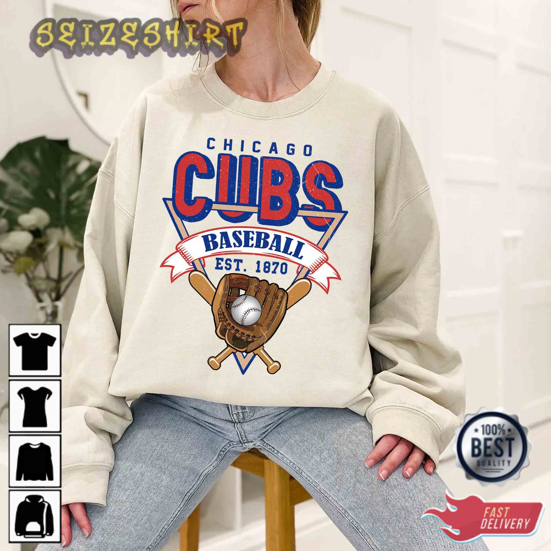 Chicago Cubs EST 1870 T Shirt, Vintage Chicago Baseball Hoodie