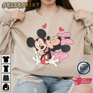 Disney Valentine Couple Mickey Minnie Happy Women Valentines Day Sweatshirt