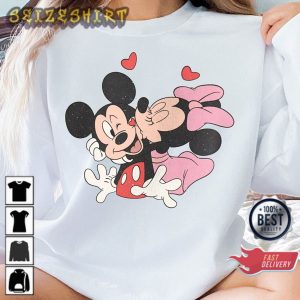 Disney Valentine Couple Mickey Minnie Happy Women Valentines Day Sweatshirt