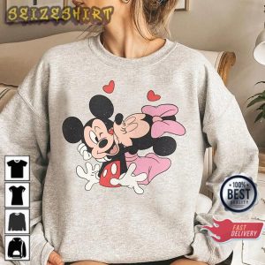 Disney Valentine Couple Mickey Minnie Happy Women Valentines Day Sweatshirt