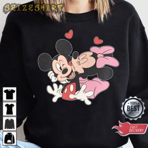 Disney Valentine Couple Mickey Minnie Happy Women Valentines Day Sweatshirt