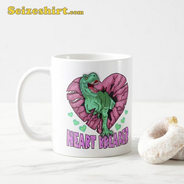 Heart Breaker Funny Dinosaur Valentine’s Day Coffee Mug