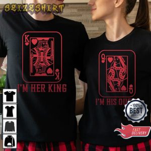 Her King and His Queen Love Couples Valentines Day Gift Cute T-Shirt