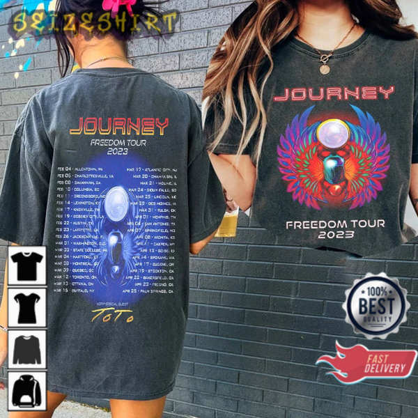 Journey 2023 Freedom Tour with Special Guest ToTo Rock Music Fan Gift T-Shirt