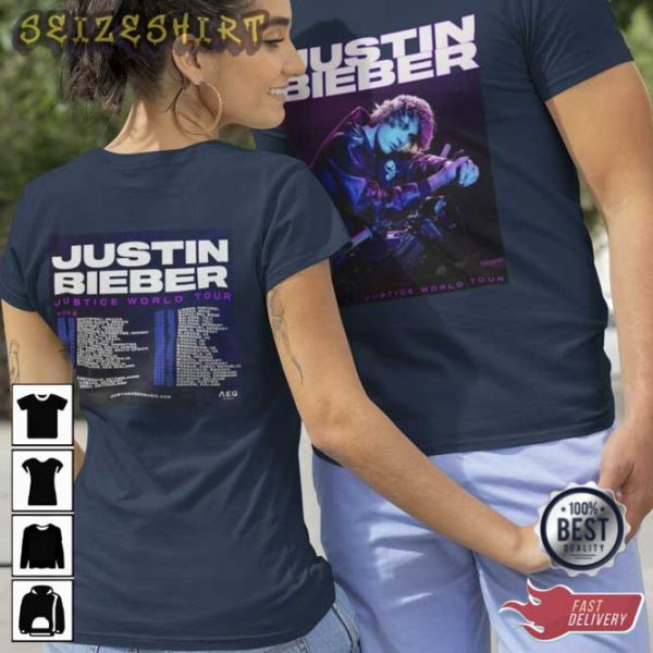 Justice World Tour 2023 Bieber Justin Bieber 2 Side T-Shirt