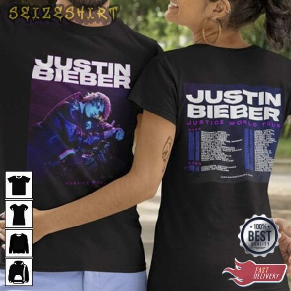 Justice World Tour 2023 Bieber Justin Bieber 2 Side T-Shirt