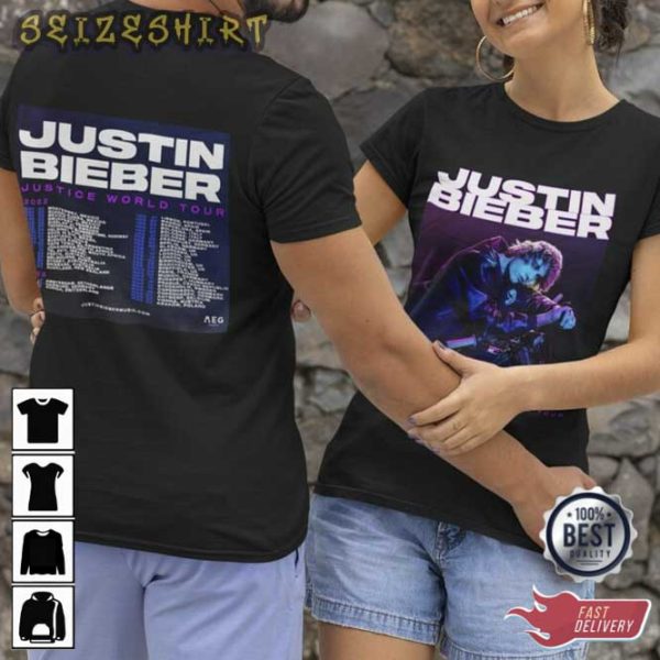 Justice World Tour 2023 Bieber Justin Bieber 2 Side T-Shirt