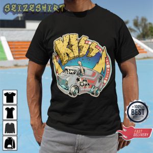 KISS Band in Da Van Cartoon Style Unisex Printed T-Shirt Design