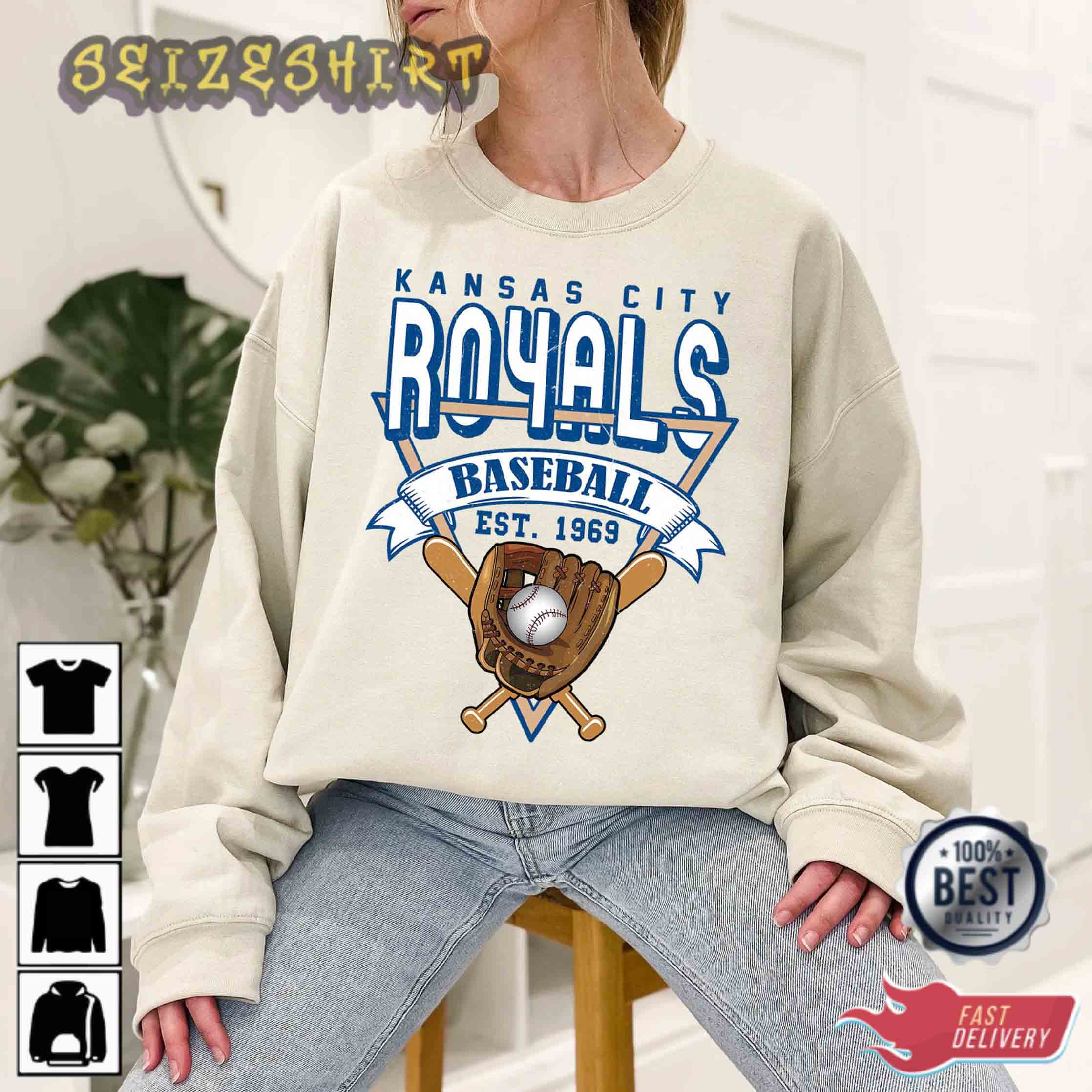 Kansas City Baseball Crewneck Sweatshirt Vintage Kansas T-Shirt