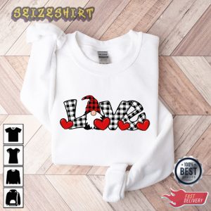 Love Valentine Gnome Valentine Valentine Gnome Buffalo Plaid T-Shirt