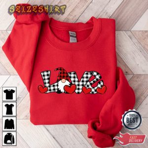 Love Valentine Gnome Valentine Valentine Gnome Buffalo Plaid T-Shirt