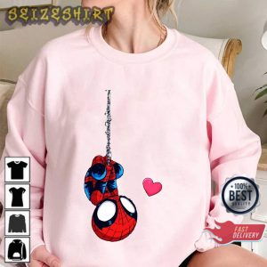 Love You Chibi Spider Man Gift for Valentines Day Graphic Sweatshirt