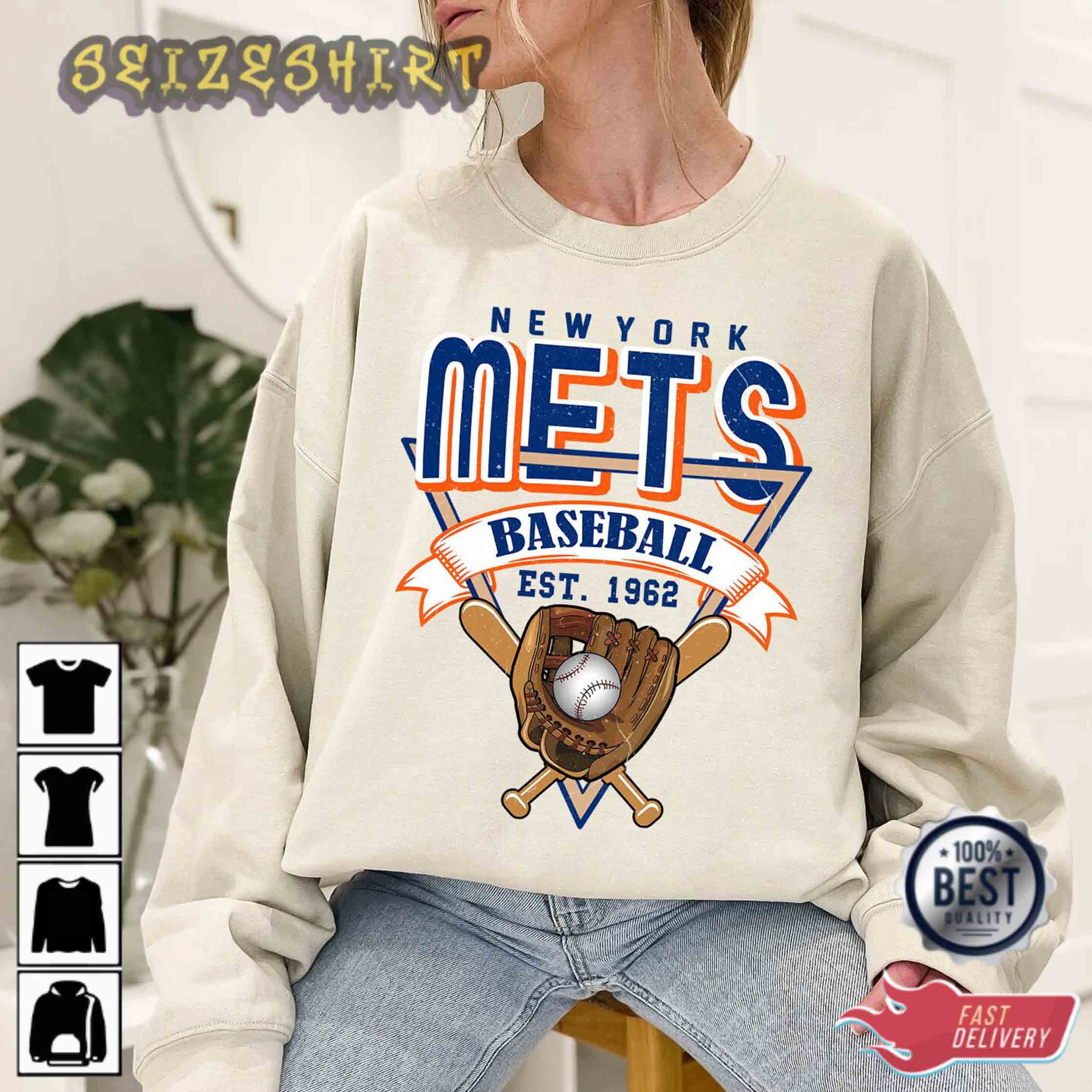 Mets New York Baseball Crewneck Sweatshirt Vintage New York T-Shirt