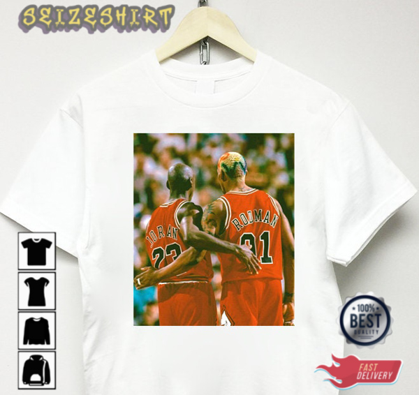 Michael Jordan Dennis Rodman T-shirt Basketball Retro Shirt