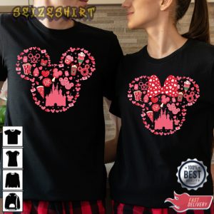 Mickey And Minnie Ears Tshirt For Valentines Daydisneyworld T-Shirt