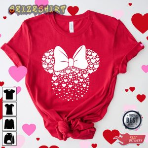 Mickey And Minnie Ears With Heart Tshirt For Valentines Day T-Shirt