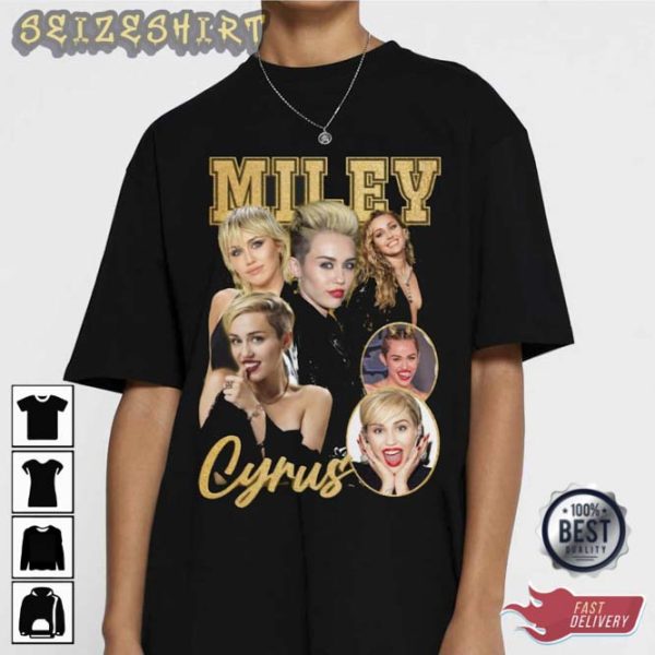 Miley Cyrus Homage Tee 90s Vintage Meme Retro T-shirt