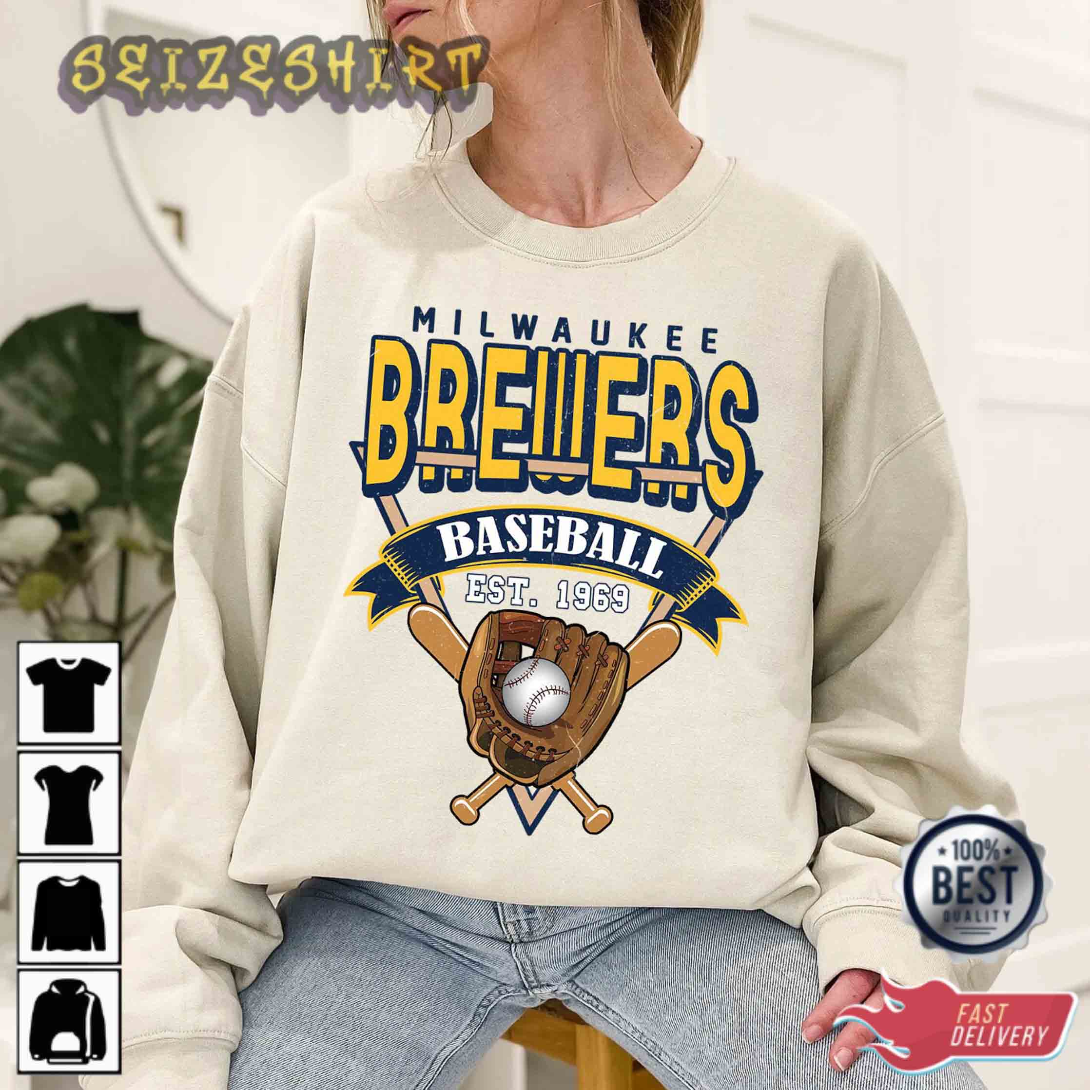 Milwaukee Baseball Crewneck Sweatshirt Vintage Milwaukee T-Shirt