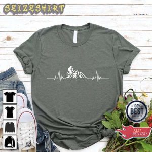 Mountain Biker Biking Heartbeat Camping Bike Lover Gift T-Shirt