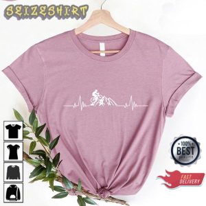 Mountain Biker Biking Heartbeat Camping Bike Lover Gift T-Shirt