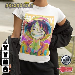 One Piece Luffy Smiling Face Funny Anime Gift for Fans T-Shirt