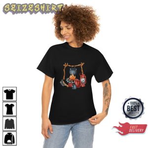 Retro 90s Camping Fire Pit Vintage Cartoon Style Camping Unisex T-Shirt
