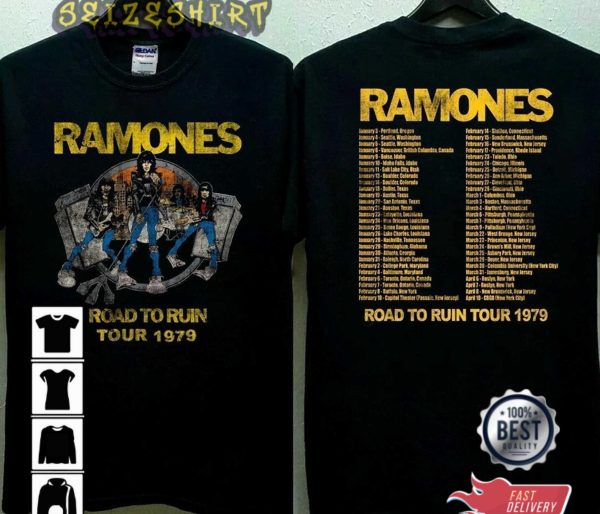 Road To Ruin Ramones Rock Band fan Gift Unisex Hip Hop Rap T-Shirt