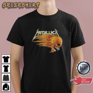 Rock Music Metallica M72 World Tour Skull In Flame Graphic TShirts