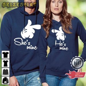She is Mine He is Mine Disney Mickey mouse Valentines Couple Hoodie