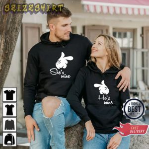 She is Mine He is Mine Disney Mickey mouse Valentines Couple Hoodie