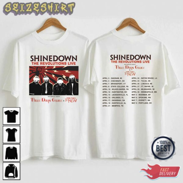 Shinedown The Revolutions Live Tour 2023 Three Days Grace T-Shirt