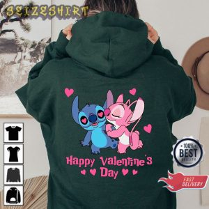 Stitch and Angel Disney Couple Valentines Lilo And Stitch Unisex Hoodie