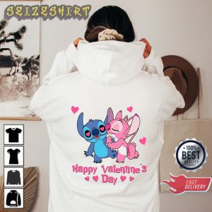 Stitch and Angel Disney Couple Valentines Lilo And Stitch Unisex Hoodie