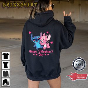 Stitch and Angel Disney Couple Valentines Lilo And Stitch Unisex Hoodie