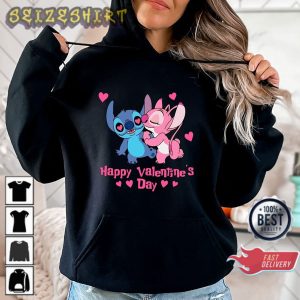 Stitch and Angel Disney Couple Valentines Lilo And Stitch Unisex Hoodie