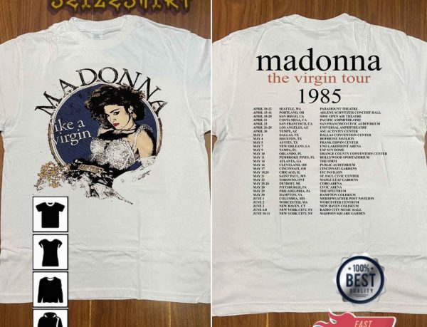 The Virgin Tour 1985 Like A Virgin Madonna Unisex Graphic Vintage T-Shirt