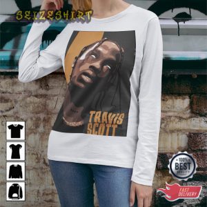 Travis Scott Rapper Gift for Fans Hip Hop Rap White Glossy T-Shirt
