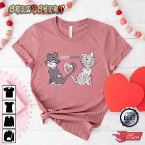 Valentines Day Cat Mom Love Heart Shirts For Women Tee Tshirt