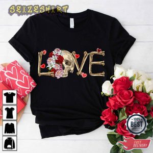 Valentines Day Skeleton Love Shirts For Women Tee Tshirt T-Shirt