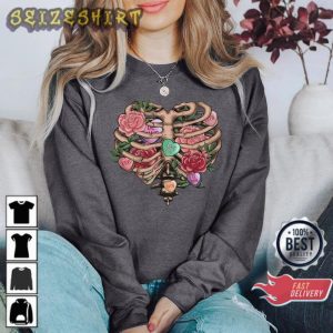 Valentines Skeleton Heart Dancing Skeleton Happy Women Valentines Sweatshirt